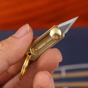 【In Stock & Fast Dispatch】Portable Keyring Attachment Parcel-Opening Knife Brass Mini Knife Sharp Compact Slide-Out Knife
