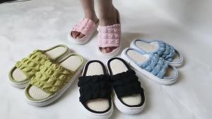 WomenS Summer 2026 All-Season Slippers For Indoor Home Fashion Sports And Outdoor Wear Non-Slip Thick-Soled Bubble Cotton Slippers