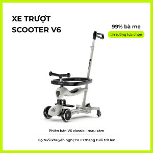 Xe trượt scooter 3in1 vừa là xe chòi chân cho bé 1-5 tuổi Cooghi Velo Kids có cần đẩy đèn LED phát sáng
