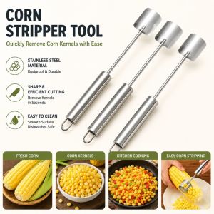 Corn Cob Peeler Quick Removing Stainless Steel Corn Stripper Planer Tool with Ergonomic Handle Corn Kernel Removing