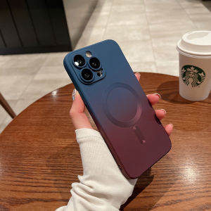 CrashStar With Lens Films MagSafe Gradient Liquid Silicone Soft Phone Case For iPhone 16 15 14 Pro Max Plus 13 12 11 Pro Max Wireless Charging Phone Casing Shockproof Phone Cover With Full Cover Lens Camera Protection Hot Sale