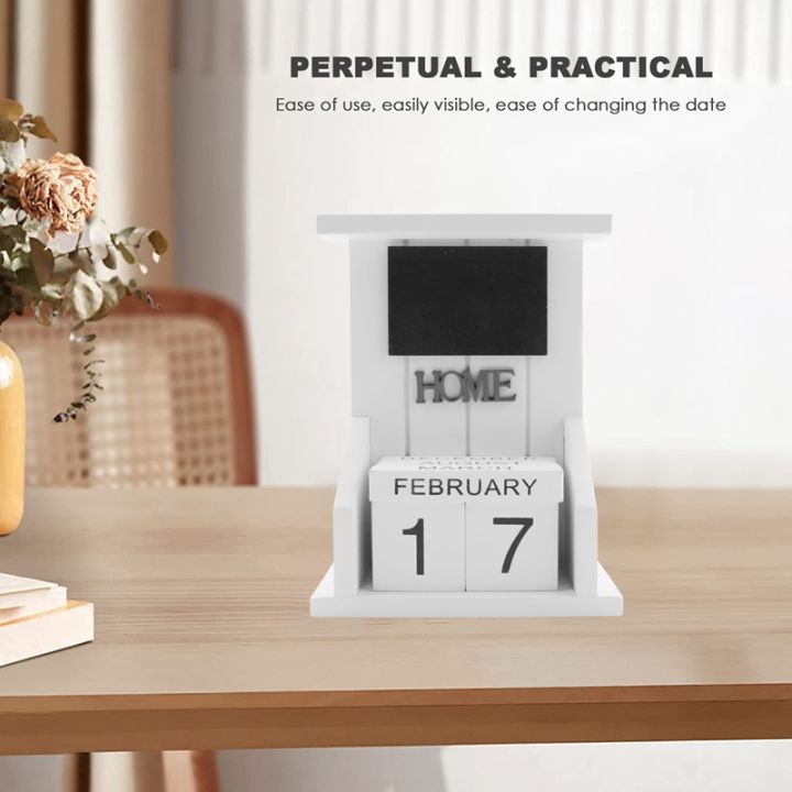 Wooden Desk Block Calendar-Perpetual Calendar Month Date Display Home ...