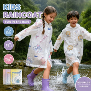 Kids Raincoat Cartoon Waterproof TPE Thickened Full Body Portable Rainwear School Travel