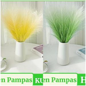 12 buah Campuran Warna Gradien Rumput Pampas Buatan Buket Pernikahan Vas Dekorasi DIY Dekorasi Meja Kafe