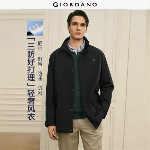 Giordano Men G+ embroidery stand collar mid-length jacket Free Shipping 01076672