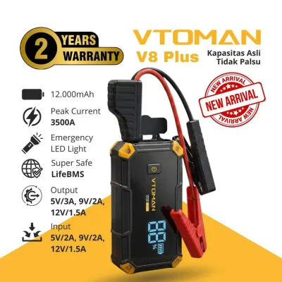 Vtoman V8 PLUS 12000mAH Jumper Aki Mobil Dan Motor Jump Starter Powerbank Portable Car jumper aki powerbank jumper aki untuk mobil 12v jumper mobil