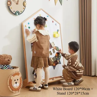 Magnetic Double-Sided Wooden Drawing Board Kids Art Board / Blackboard & Whiteboard