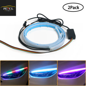 PENCL 2PCS Car LED Light Strip: Dual Color DRL & Ultra-thin Turn Signal Light