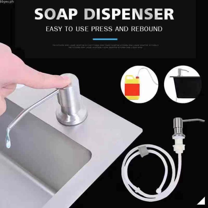 Kitchen Sink Soap Dispenser Stainless Steel Soap Liquid Dispenser Pump With Extension Tube Kit