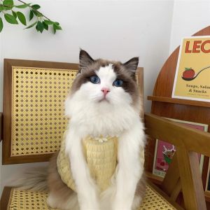 OUTOPEN Sweet Cat Princess Skirt Breathable Soft Puppy Dresses Cat Pretty Dress Sleeveless Dog Plaid Dress Spring Summer