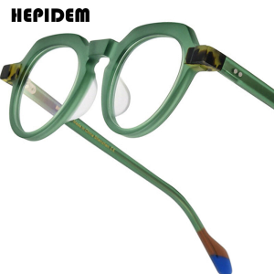 HEPIDEM Acetate Glasses Frame Women 2025 New Vintage Retro Round Eyeglasses Men Fashion Famous Brand Designer Nerd Matte Color Spectacles Eyewear 9229
