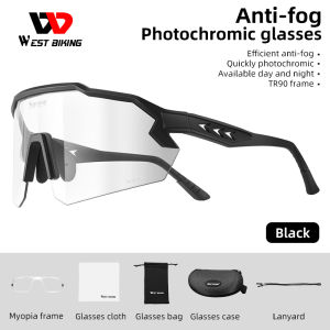 WEST BIKING UV400 Cycling Sunglasses Anti-fog Shades Sunglass Photochromic Polarized Built-In Myopia Frame Glasses Outdoor Sport Accessories