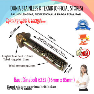 Baut Dinabolt 16x85 aksesories stainless steel alat alat teknik interior bangunan bengkel las.
