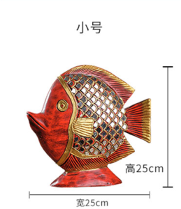 ไม้แกะสลักไม้เนื้อแข็งเครื่องประดับห้องนั่งเล่นตู้ทีวีตกแต่งสำนักงานหัตถกรรมสร้างสรรค์เครื่องประดับปลาสีแดงของขวัญขึ้นบ้านใหม่