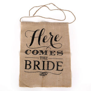 💗Here Comes the Bride💗 Wedding Rustic Ceremony Burlap Banner For Flower Children