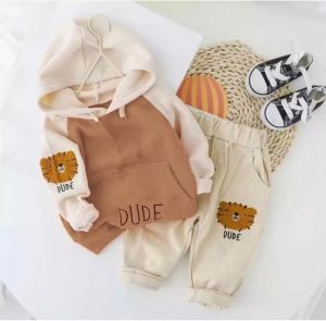 Setelan Baju Anak Model Hoodie Kupluk Motif Dude Usia 1-5 Tahun - Fashion Anak