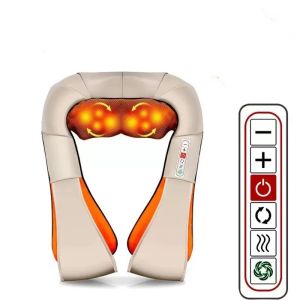 JUVIAAL Infrared Heated Electric Neck Rest Massager US EU Plug 3D Kneading Shiatsu Massager Shawl Hot Compress Kneading Massager Home Use