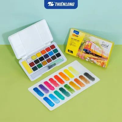 Màu nước nén Thiên Long 12/18/24 màu Colokit Solid Water Color - Màu nén mịn dễ pha màu đạt chuẩn châu Âu tặng kèm cọ