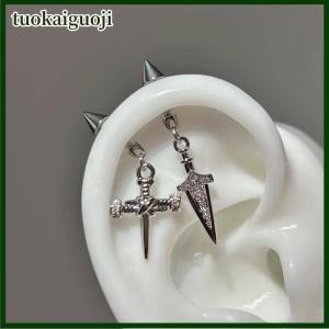 tuokaiguoji จี้ดาบแฟชั่นสุดอินเทรนด์ต่างหูสแตนเลสสำหรับผู้หญิง1ชิ้น
