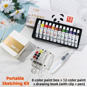 SG RumahHome® Watercolor Palette Set with Mini Sketchbook Portable Travel Painting Kit for Kids Adults Art Drawing