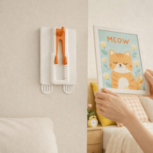 OKDEALS01 3 Pieces Plastic Photo Frame Hook Strong Adhesive No Drilling Picture Frame Hanger Multi-functional Removable Poster Hanger for Home