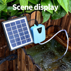 2L/min Aquarium Air Pump Solar Powered Oxygenator Fish Tank Oxygen Pump USB Charging Pond Aerator Water Pump with 1 Air Stone