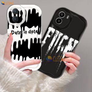 (Lokal Ready) Casesummer Casing hp Vivo Y36 Y27 Y16 Y12s Y20 Y02A Y02T Y35 Y11 Y17 Y21 Y15 Y12 Y30i Y22 Y15s Y20s Y22s Y21A Y12i Y21s Y15A Y33s Y51 Y91C Y91 3D Bergelombang Melengkung Tepi Glossy Graffiti Huruf Inggris Ice Cream Case