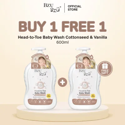 [Buy 1 Free 1] BZU BZU Head-to-Toe Baby Wash Cottonseed & Vanilla (600ml)