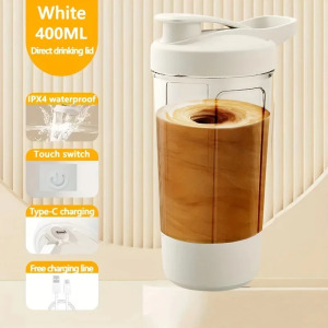 Magnetic Stirring Cup 304 Stainless Steel 400ml Rechargeable Multifunction Fully Automatic Magnetic Coffee Mug Portable Portable 400ml Water Bottle with Touch Switch IPX7 Waterproof BPA-Free Free-Charging USB Leak-Proof Sports Hydration