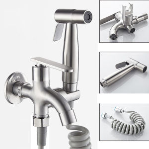 【COD】SUS304 1 Set Jet Shower Kloset/Kran Cabang Shower Stainless/Jet Washer Toilet/Kran Closet Duduk/Kepala Jet Shower Closet/Kran Shower Semprot Toilet Duduk/Kamar Mandi Kran Air Dual/Toilet Bidet Sprayer Set