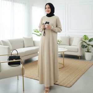 DRESS REVO BATWING BUNGA KNIT CANTIK MAXY WANITA GL FASHION