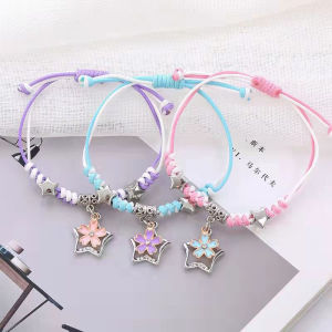 IVY 3PCS Luminous Bracelet Woven Handmade Moon Flower Couple Friendship Fashion Bracelet Wax Rope Hand Woven Couple Bracelet