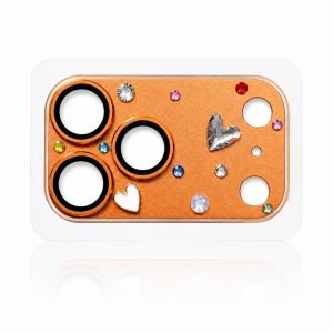 CHUN053634 Trái tim 3D đính  cương Miếng dán bảo vệ camera điện thoại bằng kính. Bao phủ toàn bộ HD rõ nét Phim bảo vệ ống kính điện thoại  Chống sốc Nắp bảo vệ ống kính máy ảnh. Cho iPhone 18 Pro Max