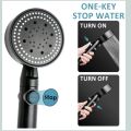 Elegant High-Pressure Stainless Steel Shower Head with 5 Spray Modes and Easy One-Key Stop Button. 