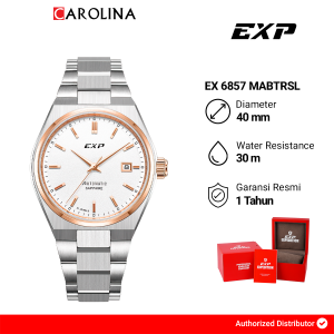 Jam Tangan Pria Expedition EXP EX 6857 MABTRSL Automatic Rosegold Bezel White Dial Silver Stainless Steel Strap