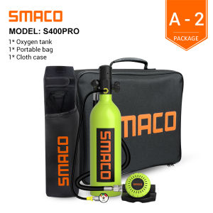 SMACO 1L Mini Scuba Tank Reusable Lung Air Cylinder Kit Portable Underwater Exploration Diving Tank For Emergency Backup Use