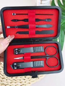 Stainless Steel 7 In 1 Manicure Pedicure Tool With Case Travel Set Portable Beauty Kit Nail Clipper Scissor Grooming