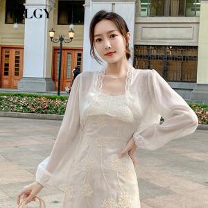 IELGY chiffon small shawl womens long-sleeved summer wild short paragraph outer sun protection jacket ins tide