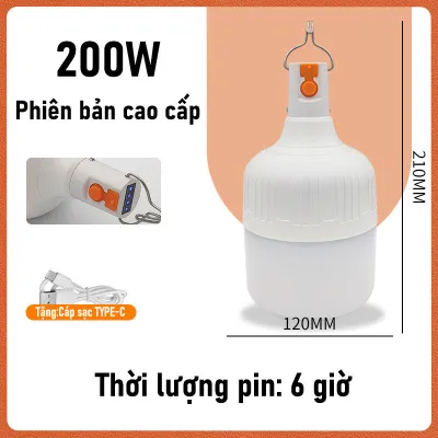 Aikenn Đèn led tích điện 1000w đèn năng lượng mặt trời chống nước pin sạc dung lượng cao chiếu sáng khẩn cấp cắm trại ngoài trời