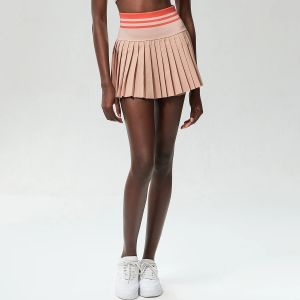 Women Pleated Tennis Skirt Summer Solid Color High Waist Yoga Running Skort 2 In 1 Pocket Gym Short Sportswear Workout Clothes2026