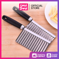 Pisau Kentang Potato Cips/ Pisau Ulir Bergelombang/Cutter Pisau Zigzag Gerigi Kentang Gagang Kayu. 