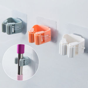 Non Punch  Adhesive Multi-Purpose Hooks Wall Mounted Mop Organizer Holder RackBrush Broom Hanger Hook Kitchen Bathroom Strong