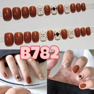 [READY STOCK IN MALAYSIA] 24Pcs/Box Fashion Fake Nails Finished Nail Patch Wearable Nails 新年美甲穿戴甲裸色法式假指甲片美甲贴成品蝴蝶爱心红色渐变色 2026
