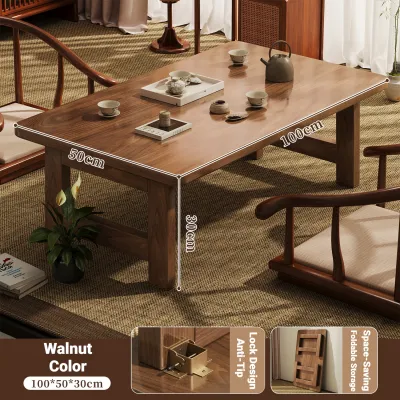 STON Foldable Small Table Chinese Style Bay Window Table Bed Study Desk Tatami Coffee Table Portable Low Laptop Table 折叠飘窗桌