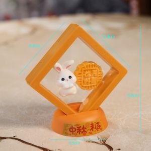 LZHDP MALL Creative Mini Mid-Autumn Ornament Cute Floating Box Rabbit Mooncake Figurines Gift Decorative Rabbit Mooncake Display Box Mid-Autumn Festival