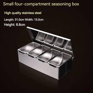 Stainless Steel Seasoning with Lid Food Grade Condiment Jar Kitchen & Restaurant Storage Organizer