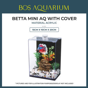 BETTA MINI AQUARIUM WITH COVER (MATERIAL ACRYLIC) 15cm x 10cm x 20cm
