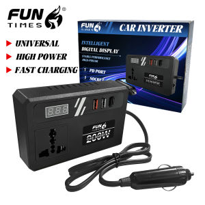 Car Inverter 200W DC 12V24V to AC220V Car Converter Power Inverter 1 Universal Socket 2 USB Ports Plug 1 PD Port Plug