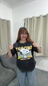 ✅ Womens Casual Cotton T-shirt American Retro Cartoon Cute Print Washed Oversized Loose T-shirt .C