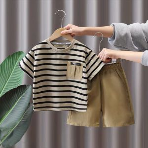 Clothes Set for Baby Boy Striped Short Sleeve T-shirt Casual Shorts Terno for Kids Boy 2Pcs Outdoor Playwear 6M-5Y